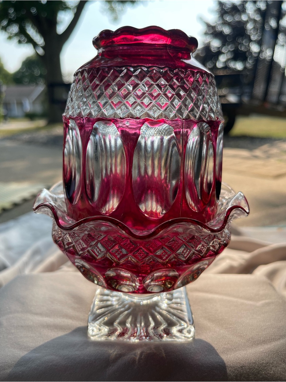 Westmoreland Wakefield Ruby Red Flashed Glass Fairy Lamp Votive